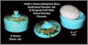 Delphite Blue or Chalaine Blue Round Powder Jar & Cover