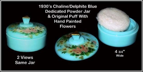 Delphite Blue or Chalaine Blue Round Powder Jar &amp; Cover