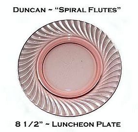Duncan Miller Pink/Rose Spiral Flutes Luncheon Plate