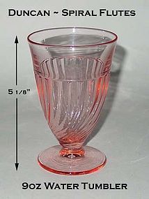 Duncan Miller Pink Spiral Flutes 9oz Ftd Water Glass