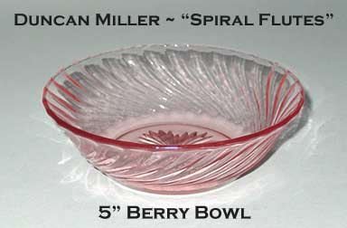 Duncan Miller Pink/Rose Spiral Flutes 5 Inch Berry Bowl