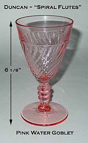 Duncan Miller Pink Spiral Flutes Tall Stem Water Goblet