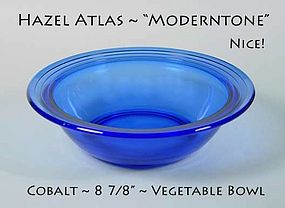 Hazel Atlas Moderntone Cobalt 9" Round Vegetable Bowl