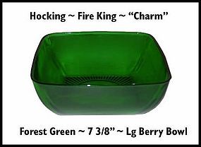 Fire King Forest Green Charm 8" Large Berry Bowl