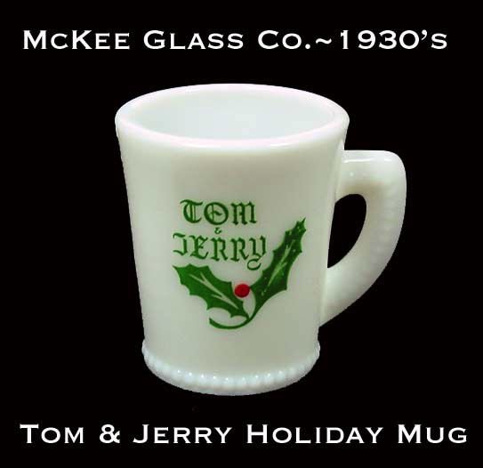 McKee Glass Co.~1940s Christmas Tom &amp; Jerry Mug