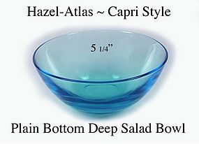 Hazel Atlas 1960s Capri Plain Bottom Deep Salad Bowl