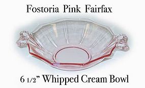 Fostoria Fairfax Pink 2 Handled Whipped Cream Bowl