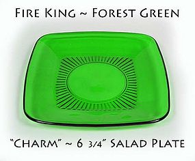 Fire King Forest Green 6 3/4 inch Salad Plate