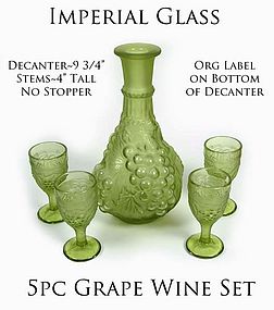 Imperial 5pc Grape Decantor Set with 4 Wines Org Label