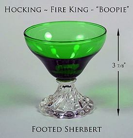 Hocking Fire King Green Boopie 3 7/8 inch Ftd Sherbert