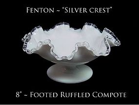 Fenton Art Glass Silver Crest Lg 8 inch Ruffled Comport