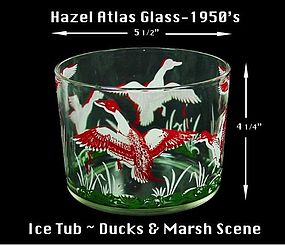 Hazel Atlas Unusual Marsh Scene Ice Tub Bucket