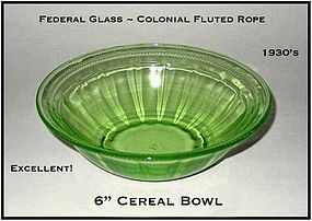 Federal Glass-Colonial Fluted Rope 6 inch Cereal Bowl