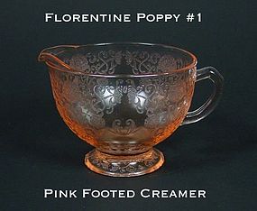 Federal Glass-FLorentine Poppy 1 Pink Creamer
