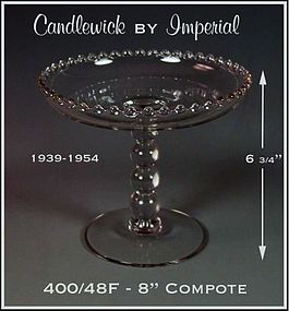 Candlewick 400/48F-8 inch-4 Bead Stem Tall Compote