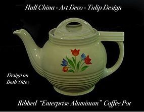Hall China-Art Deco Design-Tulips Coffee Pot-Enterpris