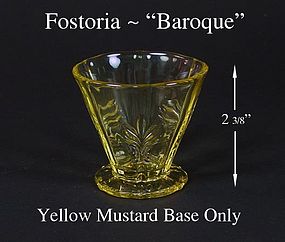 Fostoria "Baroque" Yellow Mustard Bottom Base Only