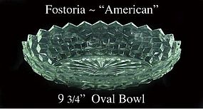 Fostoria American 9 3/4" Oval Serving Bowl