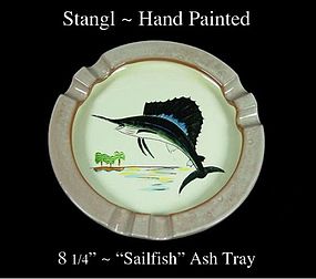 Stangl Hand Painted 8 1/4" "Sailfish" Ash Tray-Signed!