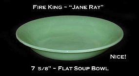 Fire King Jadeite "Jane Ray" 7 5/8" Flat Soup Bowl