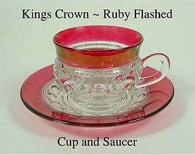 Tiffin U.S. Glass Indiana King's Crown Cup and Saucer
