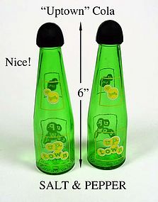 Up Town Cola ~ Pop Bottle SALT & PEPPER Shakers O-I