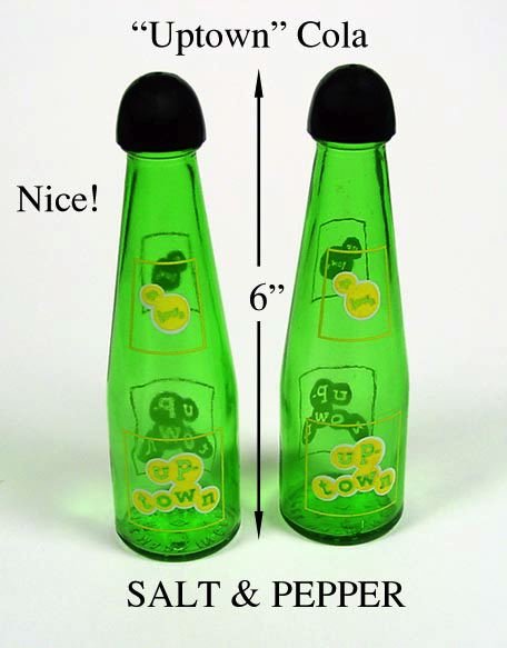 Up Town Cola ~ Pop Bottle SALT &amp; PEPPER Shakers O-I