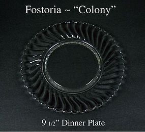 Fostoria Glass ~ Colony ~ 9 1/2" Dinner Plate