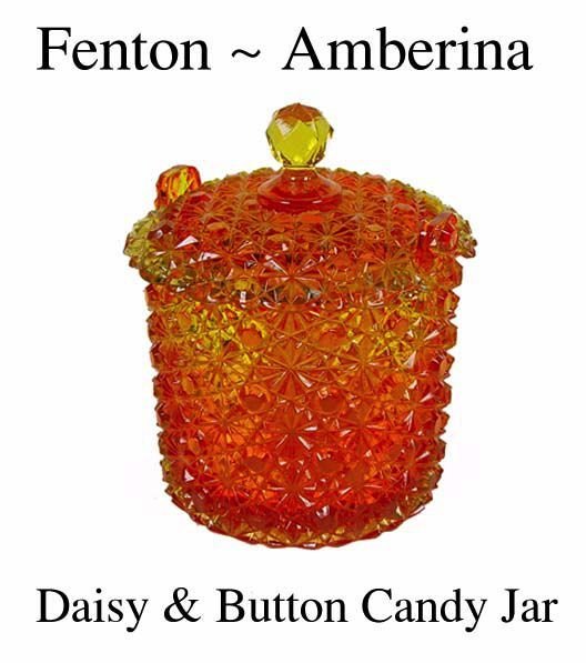 Fenton Art Glass ~ Amberina Daisy and Button Candy Jar
