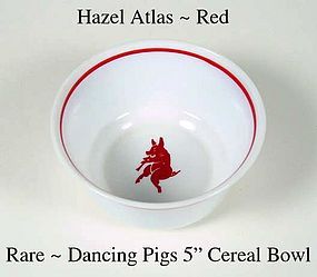 Hazel Atlas Rare Childs Dancing Pigs 5" Cereal Bowl