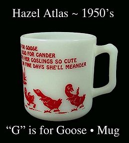 Hazel Atlas G is for Goose Alphabet Mug-1950s