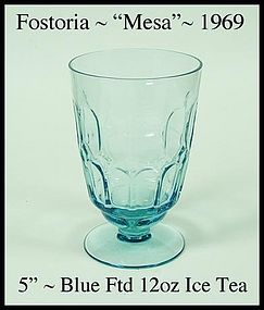 Fostoria Glass ~ Mesa ~ Blue ~ 12 oz Footed Ice Tea