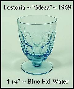 Fostoria Glass ~ Mesa ~ Blue ~ 9 oz Footed Water