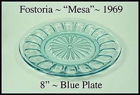 Fostoria Glass ~ Mesa ~ Blue ~ 8 inch Luncheon Plate