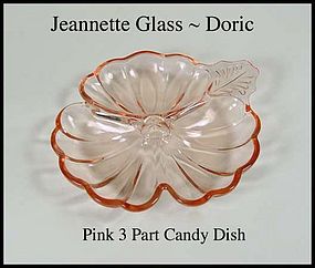 Jeannette Glass ~ Doric 3 part Candy Dish or Bowl