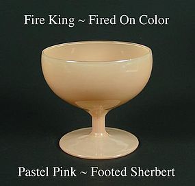 Fire King Fired On Color ~ Pastel Pink Footed Sherbert