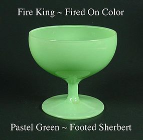 Fire King Fired On Color ~ Pastel Green Footed Sherbert
