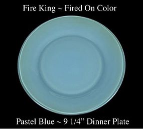 Fire King Fired On Color ~ Pastel Blue Dinner Plate