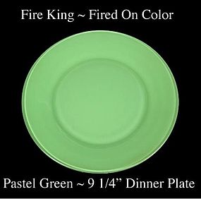 Fire King Fired On Color ~ Pastel Green Dinner Plate