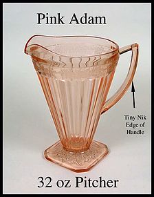 Jeannette Glass ~ Pink Adam ~ 32oz Square Foot Pitcher