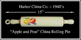 Harker China ~ 1940s ~ Apple & Pear China Rolling Pin