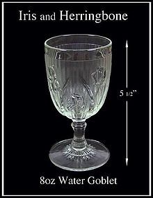 Jeannette ~ Iris & Herringbone Crystal 8oz Water Goblet