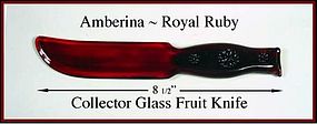 Unusual Royal Ruby Amberina Embssed Kitchen Fruit Knife