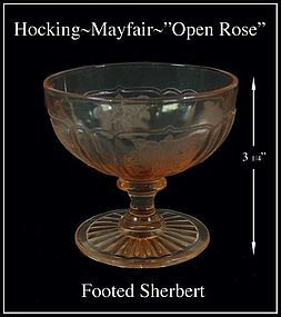 Hocking ~ Mayfair "Open Rose" Pink Footed Sherbert