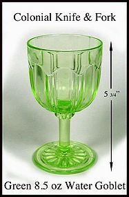 Hocking Colonial Knife & Fork Green 9 oz Water Goblet