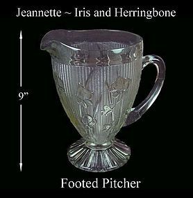 Iris and Herringbone Crystal 9 1/2" Footed Pitcher