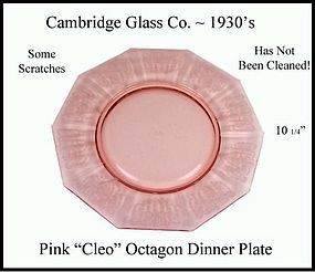 Cambridge Cleo Pink 10 1/4" Octagon Dinner Plate