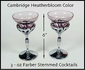Cambridge Farber Tall 3oz Heatherbloom Goblets-Nice!