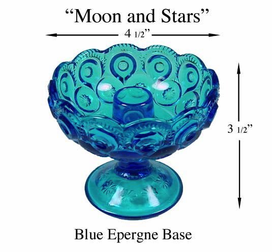 L.E. Smith Moon and Stars Blue Ftd Epergne Base Only