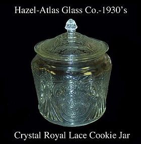 Hazel Atlas Royal Lace Crystal Cookie Jar and Cover